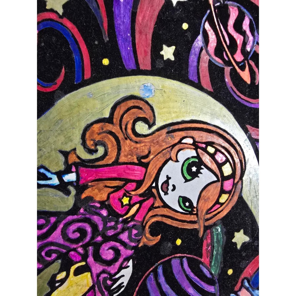 Vintage Lisa Frank Zorbit Space Girl Cardboard Trinket Box Celestial Y2K Decor - Picture 4 of 9